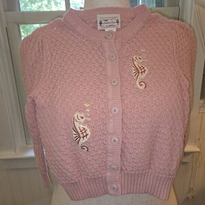 Pink Kids Sweater with Seahorse Design